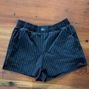 ALO Yoga Black Pinstripe Athletic Shorts